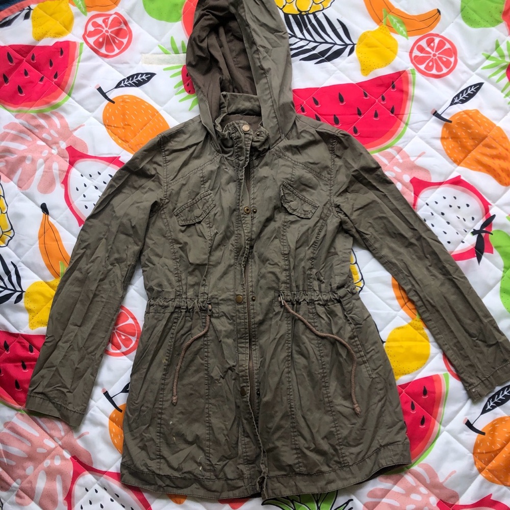 Y2K Khaki green lightweight hooded jacket